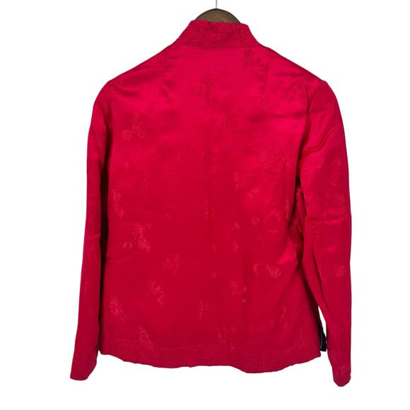 Solz Squirrel Chinese Reversible Silk Jacket Size MED Black Pink Floral GUC - Picture 5 of 13